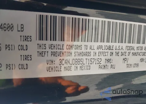 2020 Jeep Compass Latitude 4X4 из США, поврежденный, VIN 3C4NJDBB5LT157152